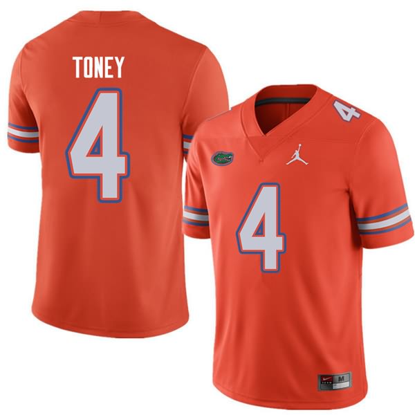 Men's NCAA Florida Gators Kadarius Toney #4 Stitched Authentic Jordan Brand Orange College Football Jersey DLA2365WX